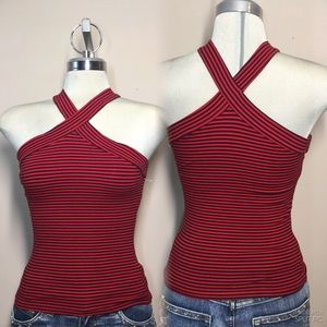 Lechateau,  Red and Blue Striped Gorgeous  Top Size M